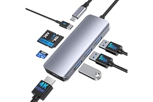 UMANIY Hub USB C, Adaptateur multiport USB C 7 en 1 avec 4K HDMI, PD 100W, 3 USB-A 3.0 5Gbps, Lecteur Carte SD/TF, Dock USB C pour Ordinateur Portable MacBook Pro/Air, iPhone 15,Surface Pro,iPad,Steam Deck