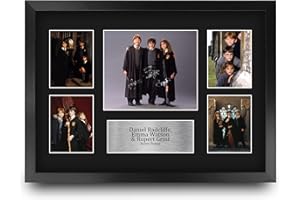 HWC Trading FR A3 Radcliffe, Watson & Grint Harry Potter Ron, Hermione Cadeaux Imprimé Signé Autographe Photo pour les fans de cinéma - A3 Encadré