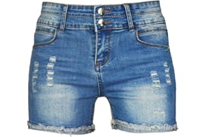 PHOENISING Women's Comfy Stretchy Fabric Denim Shorts Curvy Regular Fit Jeans, Size 6-20