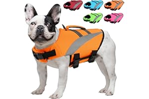ALAGIRLS Life Jacket for Dogs, Ripstop Dog Safety Vest Adjustable Pet Preserver with High Buoyancy & Durable Rescue Handle for Small,Medium,Large Dogs, Orange M