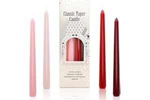 ALEDERWAYS Tapered Candles, 10'' Red Candles Gradient Dinner Candles, Non Drip Long 6 Hour Burn Time Non Scented for Hanukkah Birthday Halloween Valentine's Day Christmas Home Decoration 4Pcs