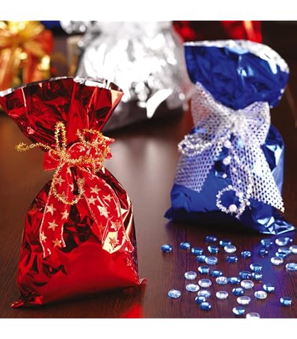 PNP 50 Buste Regalo In Plastica Metal Lucido – Oro, 35x50 Cm, Senza Patella Adesiva, Perfette Per Confezioni Regalo E Eventi