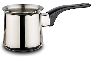 Nava Acer Turkish Coffee Pot 200ml, Modern Cezve Briki Stainless Steel Stovetop Coffee Maker, Ergonomic Heat Resistant Handle, Milk Pot and Coffee Warmer