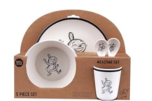 Barbo Toys – Mumins Mealtime Set My - Moomin Kindergeschirr Set – Für Babys und Kleine Kinder – Geschirr Set – ESS Set - Teller, Schüssel, Tasse und 2 Löffeln – Mumin-Tal-Illustrationen