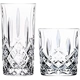 RCR Crystal Orchestra Cut Glass Whiskey Tumblers and Highball Cocktail Glasses - 340ml, 396ml - 12pc Set