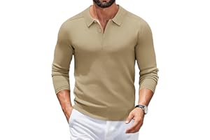COOFANDY Pull Homme à Col Polo Manches Longues Pull Tricoté en Maille Hiver Pullover Homme Decontracté Business Pulls Couleur Unie