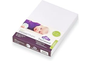 Träumeland Prześcieradło dżersejowe z gumką, białe, 60 x 120 + 70 x 140 cm