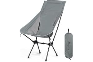 Outplea Sedie Campeggio Pieghevole con Schienale Alto, Sedia Spiaggia Leggera con Borsa da Trasporto, Sedia Pieghevole Compatta da Esterno Pesca Mare Giardino, Gris