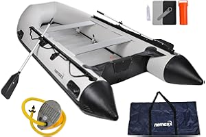 NEMAXX® Botes inflables Profesionales [Incl. 2 REMOS, Bolsa + Bomba DE Aire] – Botes de Remo inflables – Botes de Goma, de Pesca, neumáticos – para 2, 5, 7 Personas (Longitud: 230 cm, 330 cm, 380 cm)