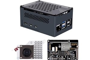 GeeekPi P33 M.2 NVME M-Key PoE+ Hat with Official Pi 5 Active Cooler and Aluminum Case for Raspberry Pi 5, Support M.2 NVMe SSDs 2230/2242/2260/2280