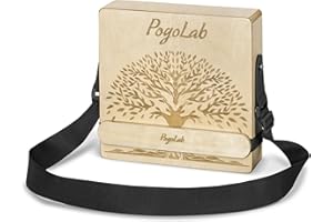 POGOLAB Reise-Cajon Holztrommel mit mehreren Tönen, tragbare Kastentrommel mit Tragetasche/Instrumentengurt, Cajon-Instrument aus Birkenholz mit handgefertigtem Muster, Geschenke Schlaginstrumente