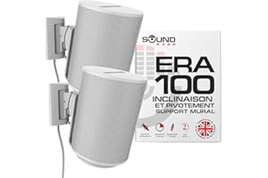 Sound bass ERA100 Lot de 2 Supports de Montage Mural, inclinables et pivotants, Blanc, Double (2 pièces), Compatible avec Sonos Era 100, Installation sans Effort, kit de Montage Inclus, Double, Paire
