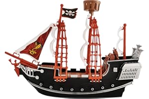 Bakermiche Pädagogisches Piratenschiff Rollenspiel Spielzeug Sicherheit Langlebiges Piratenschiff Modell Loyal Pirate Collection Figuren Toy mit Piratenflagge Segeln Kanonen Home Ornamente für Kinder