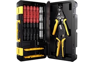 DxCRIMP Kit d'outils de sertissage solaire pour câble de panneau solaire 14-10 AWG avec 1 pince à sertir solaire, 1 pince à dénuder, 10 paires de connecteurs solaires et 1 paire de clés, outils