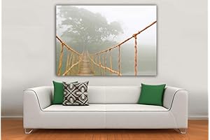 INGENIA HOME Cuadro Lienzo Viaje por la Jungla – Puente Colgante - Lienzo de Tela Bastidor de Madera de 3 cm - Fabricado en España - Impresión en Alta resolución – 105x150