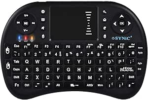 eSynic Backlit Keyboard Wireless 2.4GHz Keyboard Touchable Keyboard Portable with Touchpad Mouse and Built-in Rechargeable Battery For Google Smart TV Android Box Windows Laptop etc