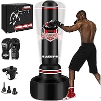 Sacco da boxe con supporto Adulto 180cm- Sacco da boxe pesante autoportante con guantoni da boxe e pompa ad aria elettrica pe