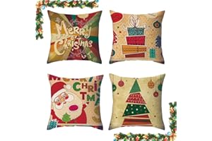 SHENGOU Zestaw poduszek bożonarodzeniowych, bawełna i len, poszewki na poduszki, na Boże Narodzenie, dekoracyjne poszewki na poduszkę