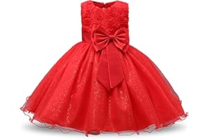 Discoball Girl Dress Princess Party Clothing Holiday Girls Dresses, 3D Rose Flower, Bow Sequins Tulle Dress Up for Kids