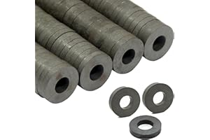 Perlin Lot de 100 aimants annulaires en ferrite 21 mm x 3 mm pour travaux manuels, décoration, bricolage et projets scientifiques - Noir