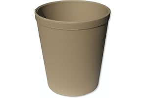 Osco Faux Leather Waste Bin – 12 Litre Round Waste Paper Basket – Stylish Leather Finish Bin for Home Office, Study, Bathroom, Desk – Easy Clean Surface – Compact & Elegant, Single, Light Taupe