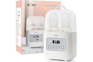BAR Bear Bottle Warmer, Baby Double Bottle Sterilizer with Digital Display and Temperature Control in Minutes, Portable Mam Bottle Warmer for Breastmilk or Formula for Travel and Home Use