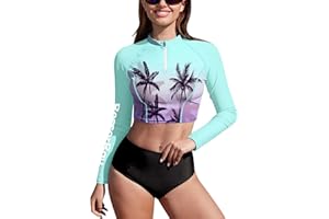 BesserBay Womens Long Sleeve 1/4 Zip UV Protection Turtle Neck Quick Drying Swimwear Crop Top XS-L