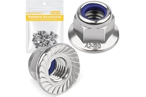 Caianwin 20 tuercas de brida M5 DIN 6926, tuercas hexagonales con brida, autoblocantes y dentados de bloqueo, tuercas hexagonales de brida de acero inoxidable A2