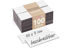 EASYDRUCK24DE 100 étiquettes magnétiques inscriptible MAGSTICK® I 10 x 3 cm I blanc I film d'étiquetage magnétique bandes inscriptible pour l'étiquetage I mag174