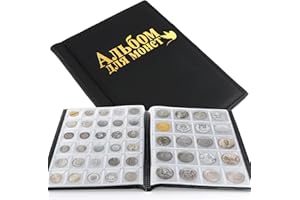 TsunNee Album per collezione di monete, 250 tasche, copertina in pelle, per collezionisti di monete