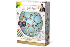 SES Creative 09343 Harry Potter Magic zestaw bransoletek dla dzieci, kolorowa mieszanka pereł i figurka Harry'ego Pottera folia termokurczliwa + kredki