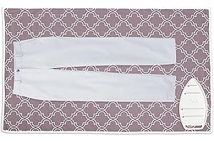 Encasa XO Tapis de Repassage 120x70 cm avec Rembourrage de 3mm & Repose-Fer Silicone pour Le Repassage à la Vapeur sur la Table ou Le lit-Couverture résistante à la Chaleur- Carreaux Mauves