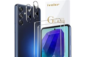 ivoler Szkło ochronne do Samsung Galaxy M55 5G, 2 sztuki folii ochronnej, 2 sztuki, z 2 sztukami ochrony aparatu, twardość 9H, przezroczyste HD, odporne na zarysowania, pęcherzyki powietrza
