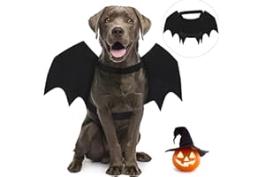 CEASELESLY Haustier Fledermausflügel,Halloween Haustier Kostüm,Katze Hund Fledermaus Kostüm,Halloween,Hundekostüme,Party,Cosplay,Dekoration,Schwarze Bekleidung für große Katzen Hunde(schwarz,groß)