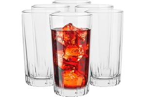 TREND FOR HOME Set da 6 Pezzi Bicchieri Acqua Vetro Tumbler Alto | 340 ml | da Cocktail, Succo, Long Drink, Highball, in Vetro Trasparenti | Collezione Gina