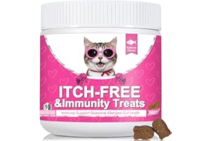 Bailey & buddies Cat Itch & Allergy Relief Treats – Natural Supplement with Salmon Oil, Probiotics & Turmeric – Stop Scratching, Licking & Over-Grooming – Skin & Immune Support – 90 Chews