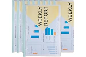 UTILIZENMALL 10 Pack A4/Letter Clear Plastic Report Covers with Sliding Bar, 70 Sheet Capacity, Presentation Folders for School Projects, Office Documents & Business (Blue)