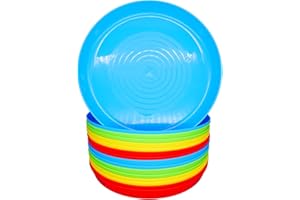Bloomsworld 16 Toddler Plastic Plates Set, Reusable, BPA Free, Kids Picnic and Party Tableware for Boys and Girls