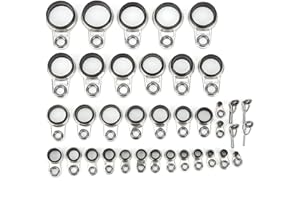 EQULUP Anillo De Guías De Caña De Pescar, 37 Piezas Guías De Caña De Pescar Anillo De Punta Superior Kit De Reparación De Cañas De Pescar De Fundición Telescópica Piezas De Caña De Pescar Para Reemplazo