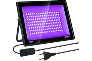 BOSYTRO UV Schwarzlicht 100W Blacklight, IP66 Wasserdichte Schwarzlicht Led Strahler, UV Licht Schwarzlichtlampe, für Disco, Glow Party, Halloween Deko, Bühnenbeleuchtung, Party Zubehör