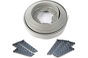 AOTUSOA Aotuosa Bordure per Giardino Flessibile Alta 10 cm e Lunga 10 Metri con 30 Ancoraggi di Fissaggio Bordi Aiuole Plastica per Prato Senza Scavare (Grigio, 10 cm x 10 m)