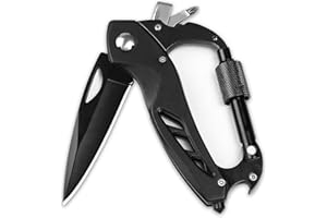 BEEK Klappmesser mit Karabiner, EDC Multitool Werkzeug, Geschenke für Männer, Schlüsselanhänger Messer, Outdoor Messer, Mehrz