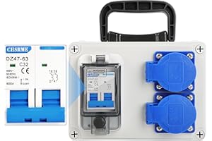 VOTHEN Cofanetto elettrico da cantiere 230 V con interruttore splitter di corrente 16 A IP67 Distributore di corrente elettrico con interruttore armadio cantiere