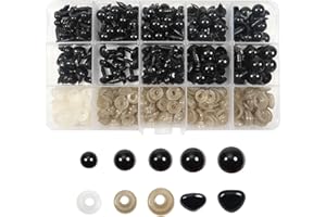 TOAOB THE ONE AND ONLY BABY TOAOB 200pcs Safety Eyes and Noses Assorted Size Crochet Eye with Washers for Amigurumi Making DIY Craft Plush Animals 6mm to 12mm