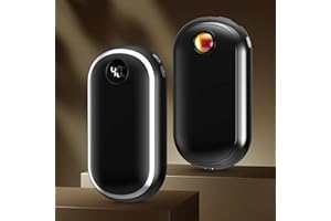 KSSVZZ 1 Confezione di Scaldamani Elettrici, 10000 mAh con Powerbank USB Riscaldamento su Entrambi i lati, Scaldamani Tascabili Riutilizzabili con luce al Tramonto (C313, Nero)