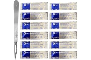 STYVECHALE 12 Pcs Scalpel Blades #11 BP Scalpel Handle #3 dermaplane Scalpel Suitable for Surgical Sign Craft Card Making Cutter Podiatry Dental Medical Vet Student