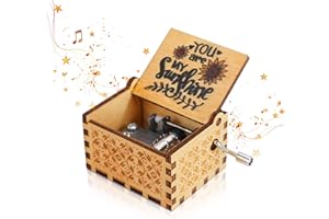 Achort Music Box You are My Sunshine Vintage Hand Crank Music Boxes Musical Box Gifts for Birthday/Christmas/Valentine's Day Home Decoration Crafts (Wood)