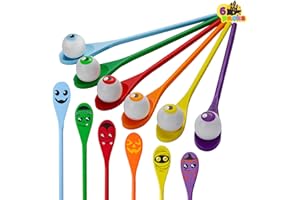 JOYIN Egg and Spoon Race Game Set, Outdoor Games For Kids,6 Easter Eggs & 6 Plastic Spoons with Assorted Colors Family Games for Kids and Adults, Party Favor Supplies