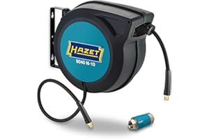 HAZET Schlauchroller Mit Schnellkupplung 9040N/2 I mit Stop at any point-Funktion, Gebremstes Aufwickeln I passend für Druckluft oder Wasser