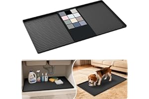 URMONA Tappetino in Silicone per Cucina e Bagno, 48 B x 86 L cm Impermeabile e Antiscivolo – Protezione per armadietti, Ripiani e lavello (Nero)